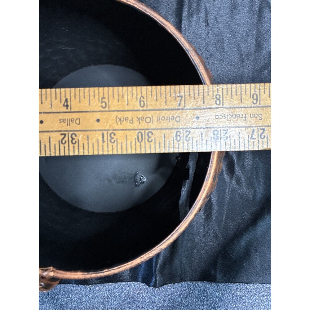 Hammered Copper JackoLantern Metal Bucket & Lid Halloween Pumpkin Candy Cauldron - Picture 8 of 14